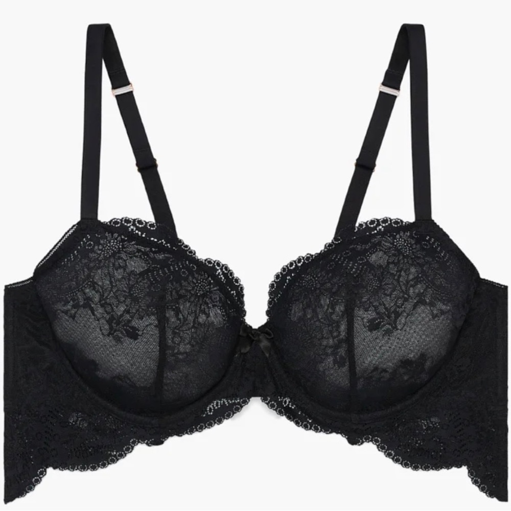 NWT Savage X Fenty Haute Women's Savage Black Unlined Lace Bra 34F 34DDD black
